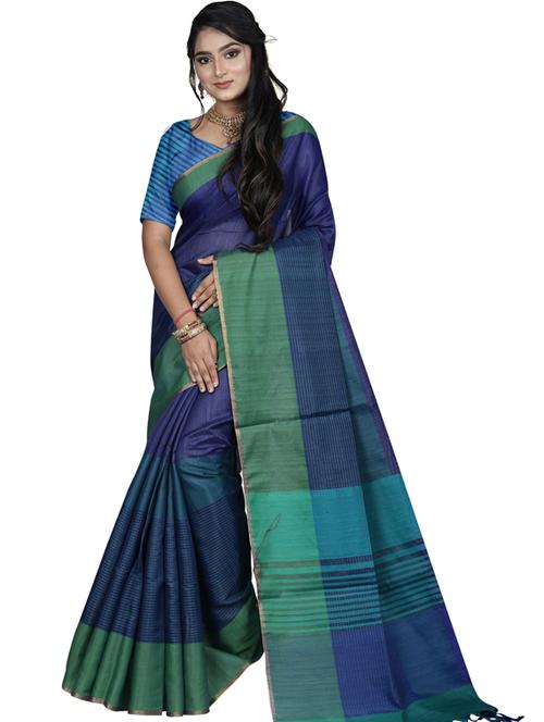 checkered woven saree with blouse - 19561296 - Very Small Image - 1