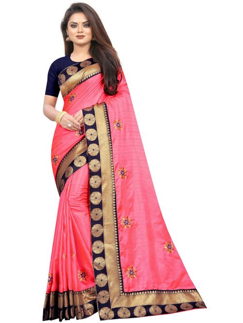 self design embroidered saree with blouse - 19561304 - Very Small Image - 1