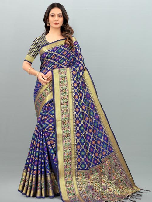 self design banarasi saree - 19561321 - Very Small Image - 1