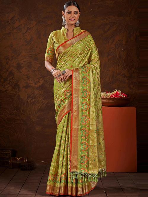 self design banarasi saree with blouse - 19561337 - Very Small Image - 1