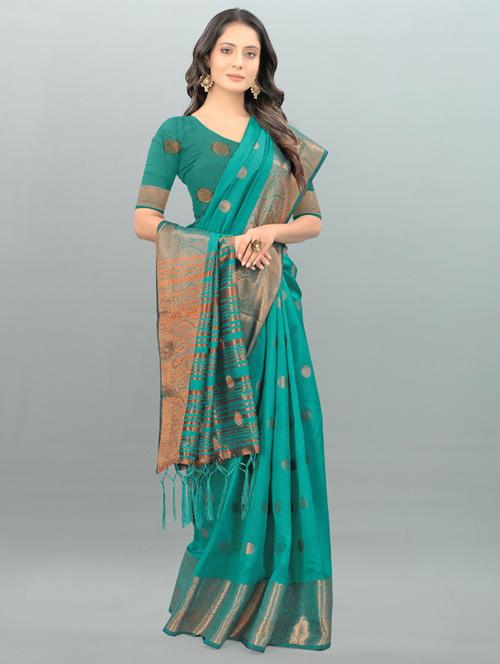 self design banarasi saree with blouse - 19561378 - Very Small Image - 1