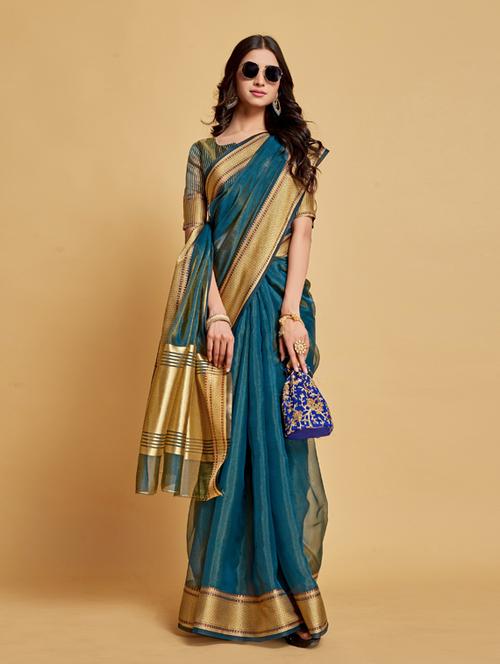 self design kanjivaram saree with blouse - 19561421 - Very Small Image - 1