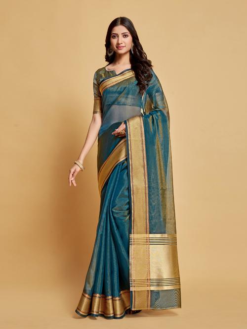 self design kanjivaram saree with blouse - 19561431 - Very Small Image - 1