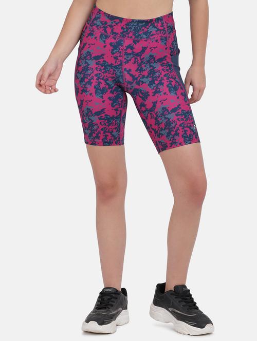 poly spandex printed sports shorts - 19562740 - Very Small Image - 1