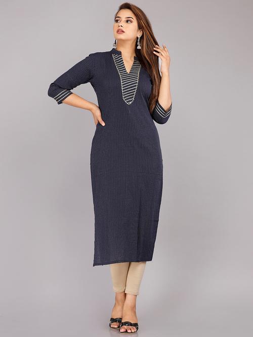 notch neck straight kurta - 19562880 - Very Small Image - 1