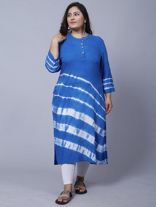 mandarin neck tie & dye kurta - 19562901 - Very Small Image - 1