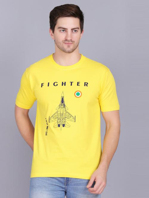yellow round neck printed t-shirt - 19564760 - Very Small Image - 1