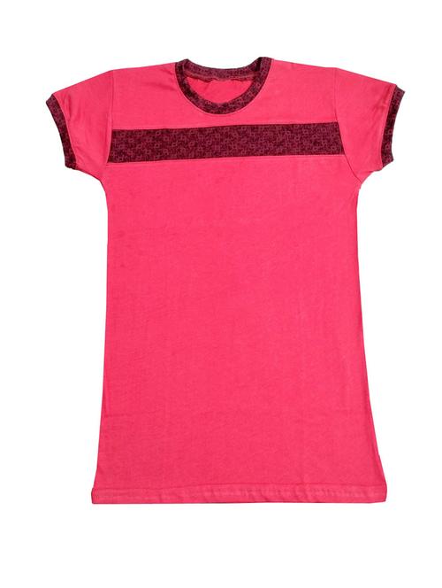 round neck pink taped cotton blend t-shirt - 19566133 - Very Small Image - 1
