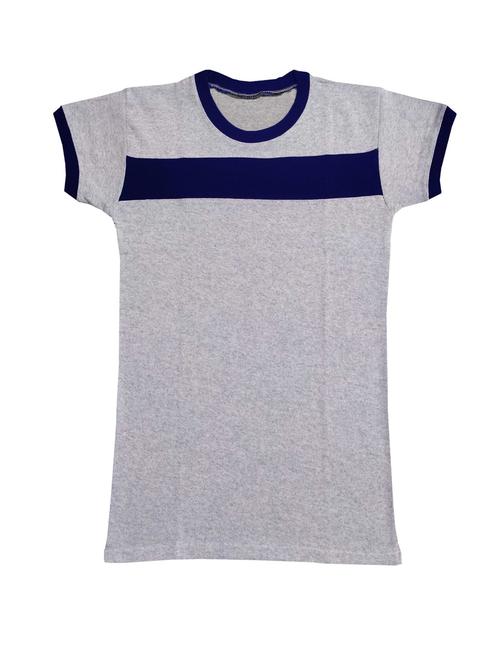round neck grey taped cotton blend t-shirt - 19566168 - Very Small Image - 1