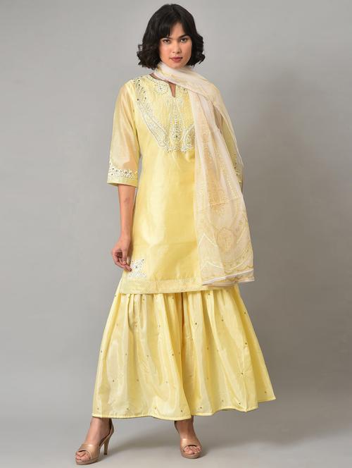 notch neck kurta sharara set - 19566876 - Very Small Image - 1