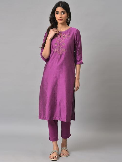 solids kurta pant set - 19566907 - Very Small Image - 1