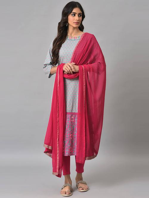 printed kurta churidaar sets - 19566947 - Very Small Image - 1