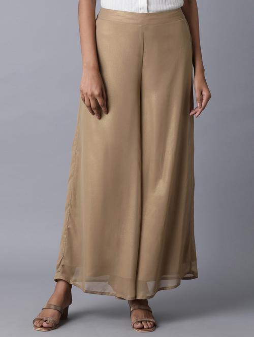 polyester solid gold palazzo - 19567062 - Very Small Image - 1