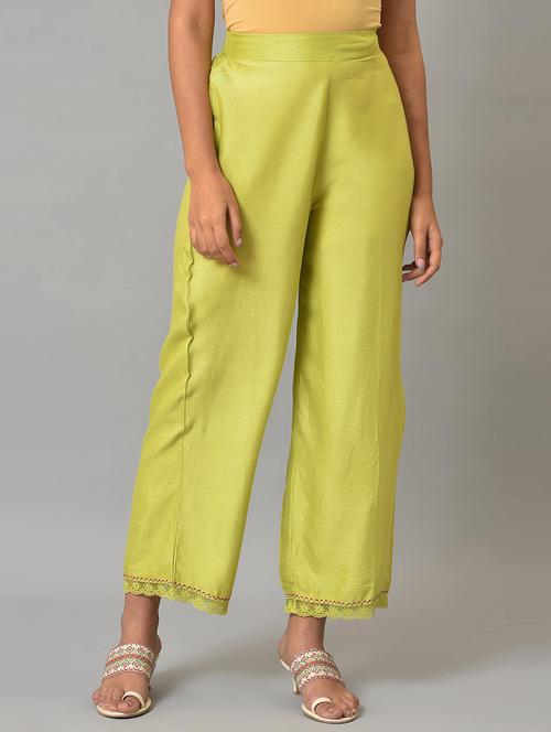green rayon front flat trouser - 19567081 - Very Small Image - 1