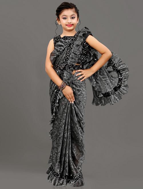 self design printed saree with blouse - 19567252 - Very Small Image - 1