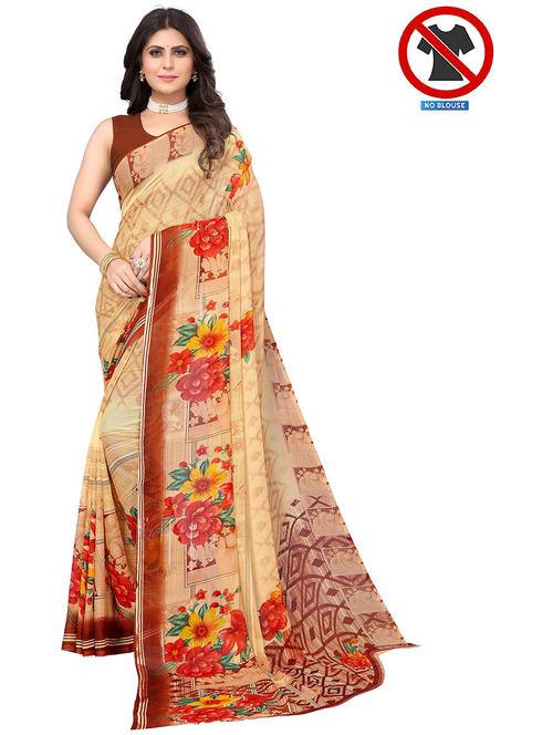 self design printed saree with blouse - 19567270 - Very Small Image - 1