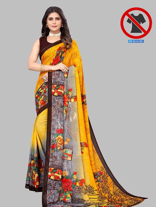 self design printed saree with blouse - 19567300 - Very Small Image - 1
