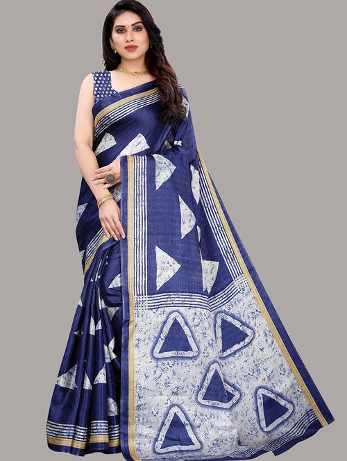 dark blue printed saree - 19567320 - Very Small Image - 1