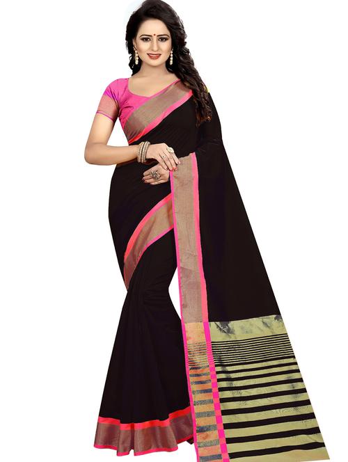 black coloured self design woven saree with blouse - 19567344 - Very Small Image - 1