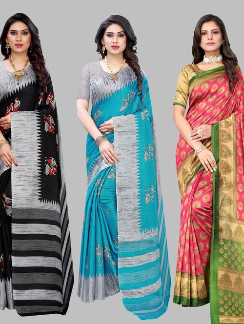 coloured self design printed saree - 19567397 - Very Small Image - 1