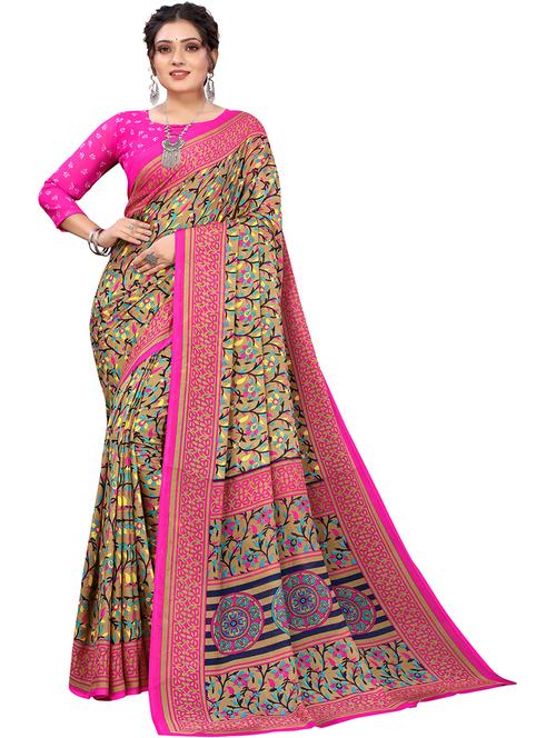 florals printed saree with blouse - 19567771 - Very Small Image - 1
