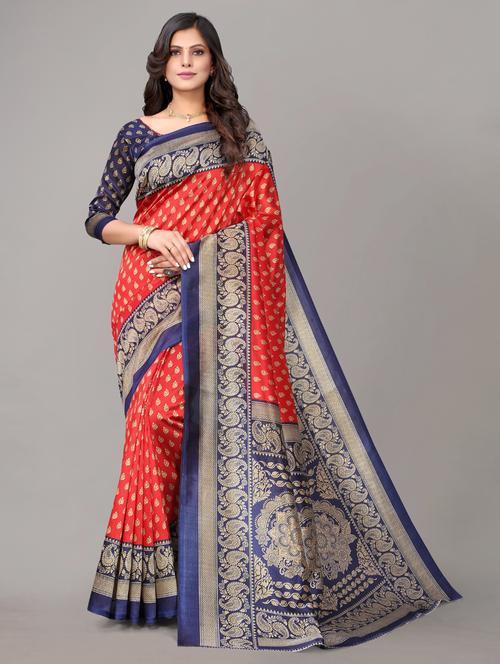 self design printed saree with blouse - 19567773 - Very Small Image - 1