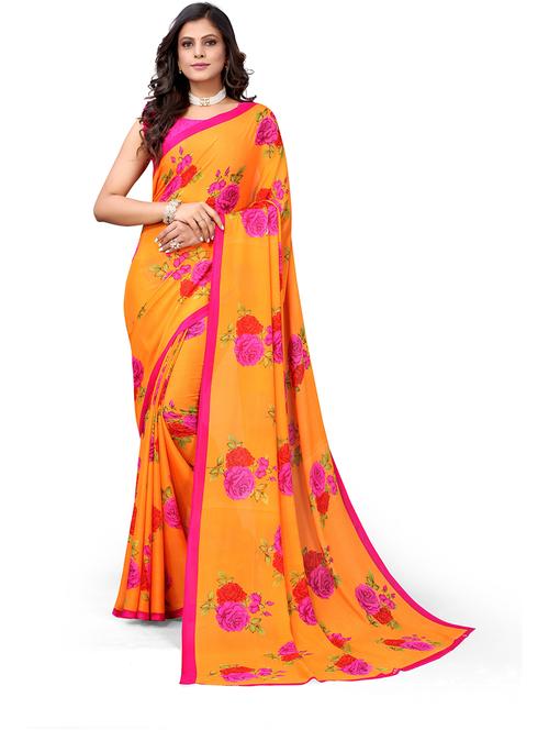 florals printed saree - 19567774 - Very Small Image - 1