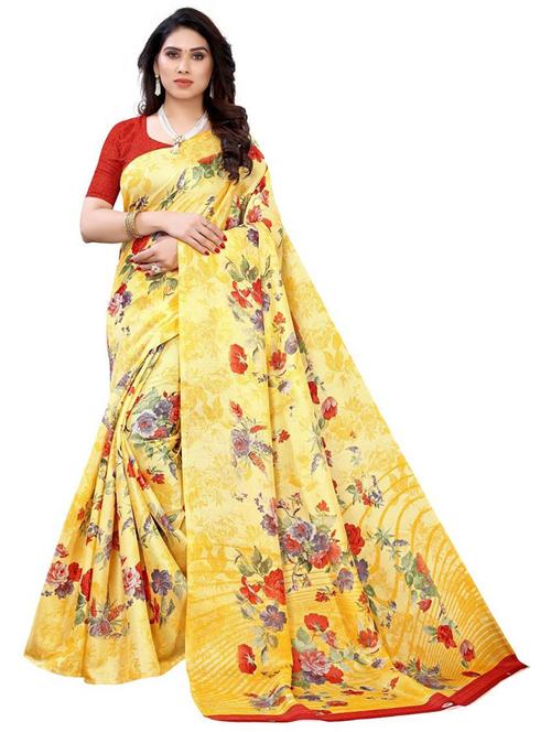 florals printed saree with blouse - 19567778 - Very Small Image - 1