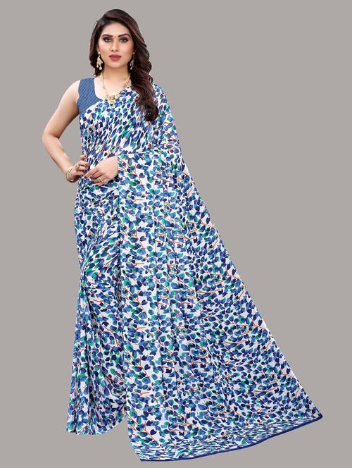 florals printed saree with blouse - 19567785 - Very Small Image - 1