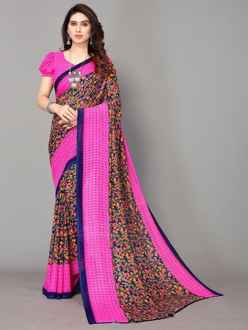 florals printed saree with blouse - 19567790 - Very Small Image - 1