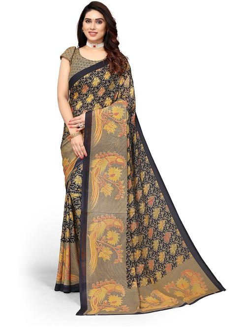 florals printed saree with blouse - 19567794 - Very Small Image - 1