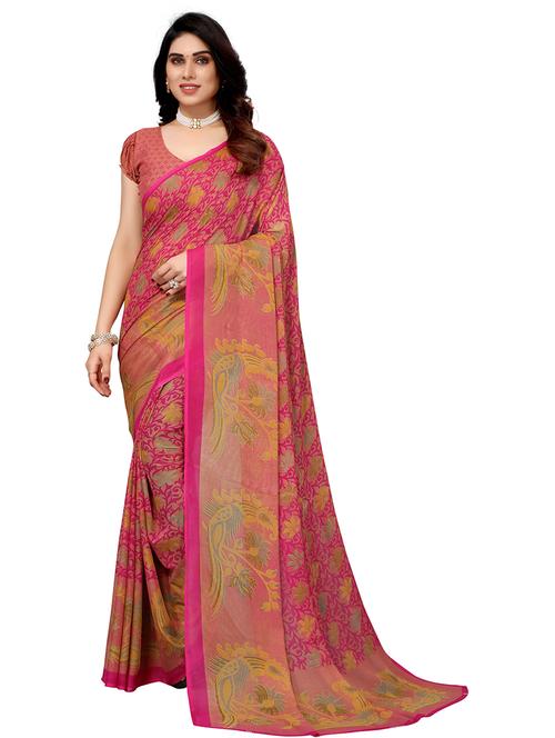 florals printed saree with blouse - 19567843 - Very Small Image - 1
