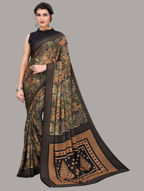 floral printed saree with blouse - 19567846 - Very Small Image - 1