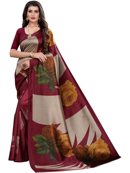 floral printed saree with blouse - 19567872 - Very Small Image - 1