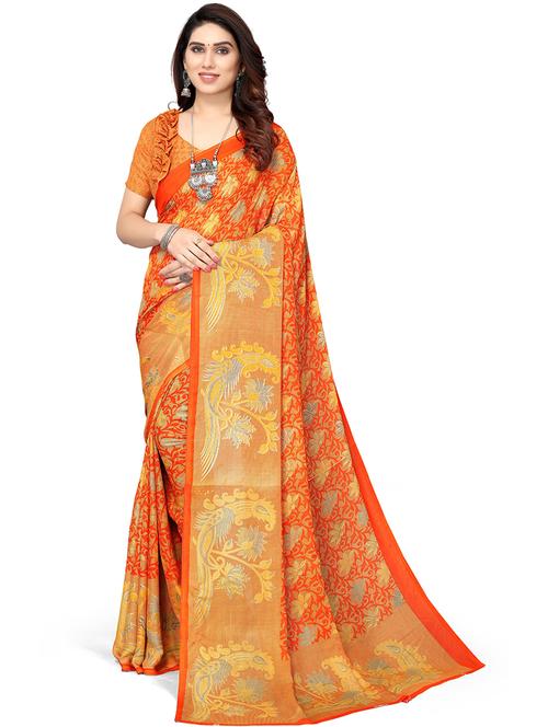 georgette printed saree with blouse - 19567915 - Very Small Image - 1