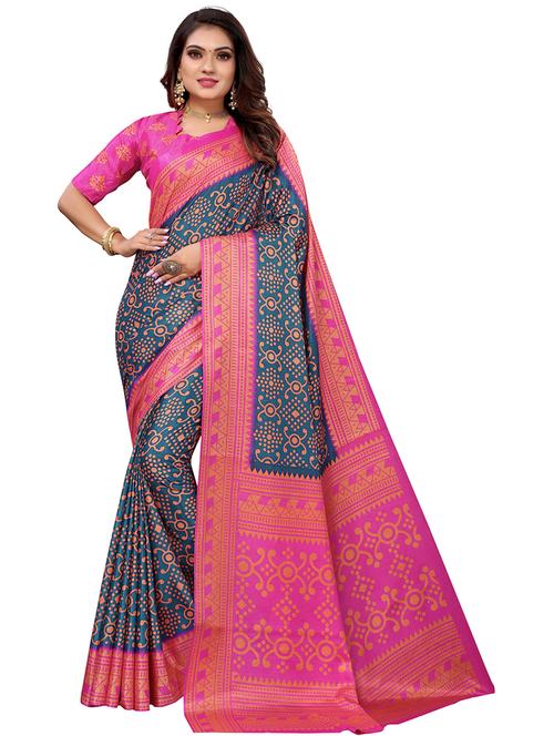 self designed printed saree with blouse - 19567959 - Very Small Image - 1