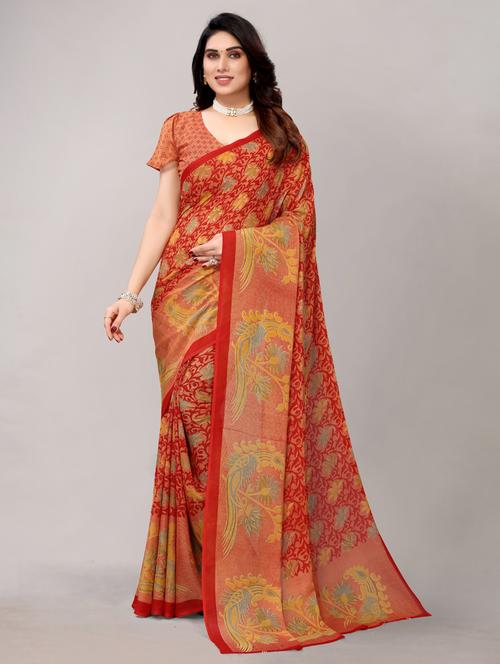 contrast bordered woven saree - 19567976 - Very Small Image - 1