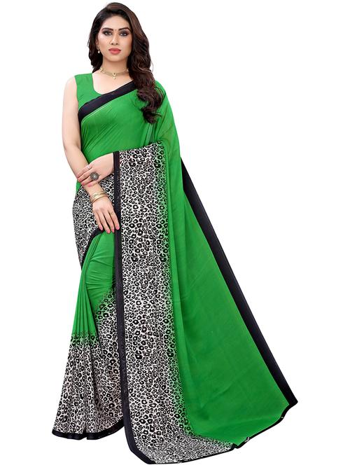 contrast bordered printed saree with blouse - 19567979 - Very Small Image - 1