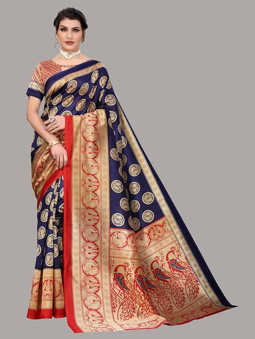 self designed woven saree with blouse - 19567994 - Very Small Image - 1