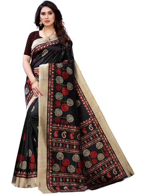 contrast bordered printed saree - 19568002 - Very Small Image - 1