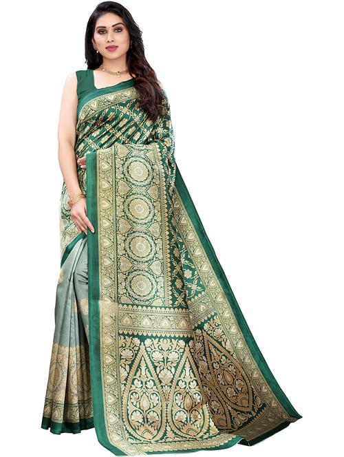 contrast bordered printed saree with blouse - 19568005 - Very Small Image - 1