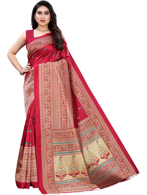 contrast bordered printed saree - 19568011 - Very Small Image - 1