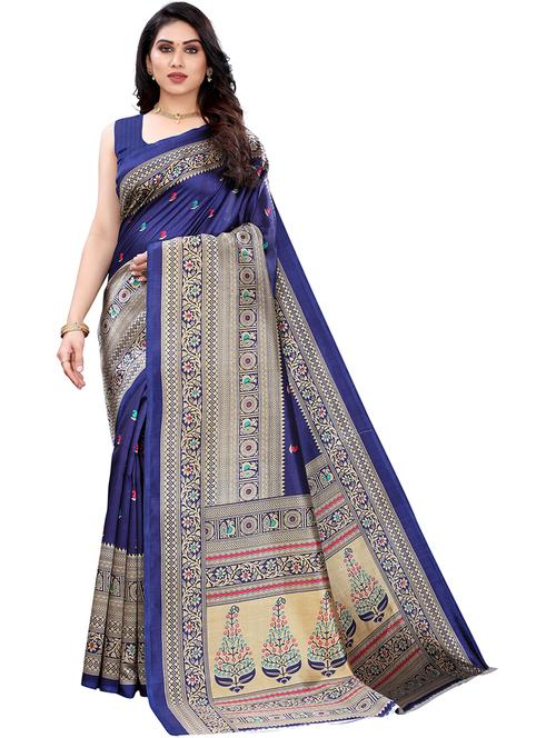 contrast bordered printed saree with blouse - 19568016 - Very Small Image - 1