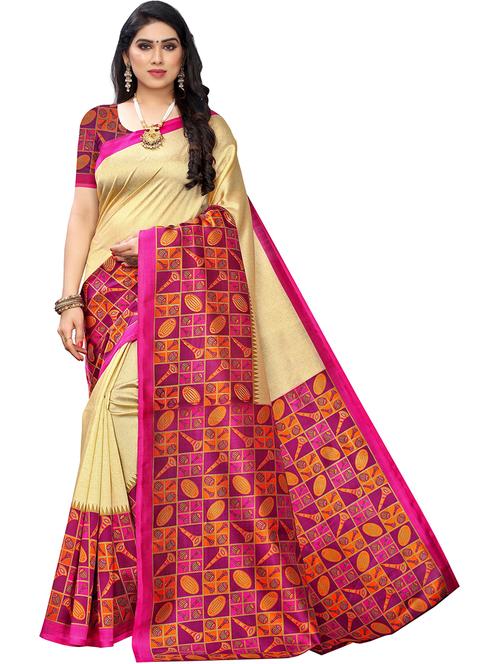 self designed printed saree with blouse - 19568026 - Very Small Image - 1