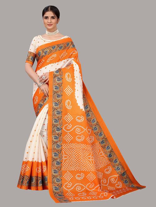 self design bandhani print saree - 19568050 - Very Small Image - 1