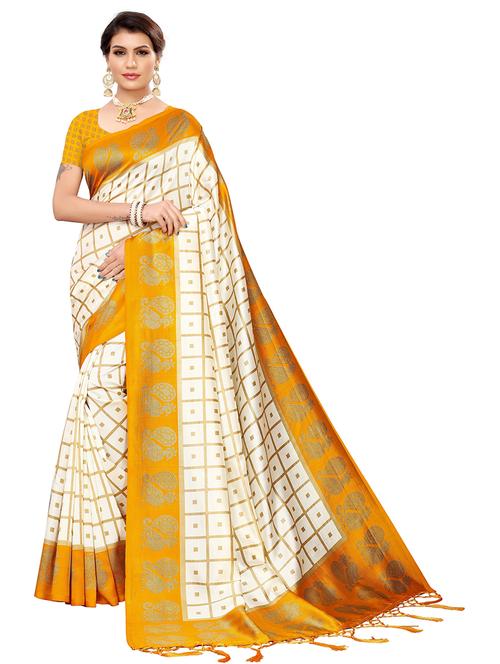 peacock motif printed saree with blouse - 19568061 - Very Small Image - 1