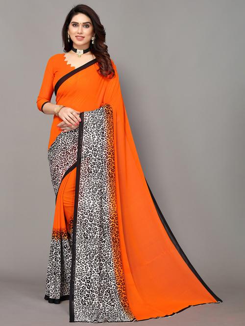 animal printed saree with blouse - 19568078 - Very Small Image - 1