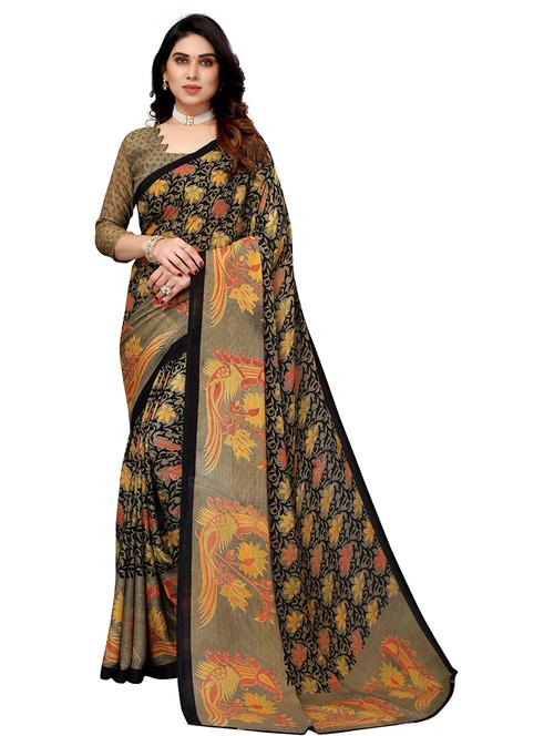 georgette printed saree with blouse - 19568080 - Very Small Image - 1
