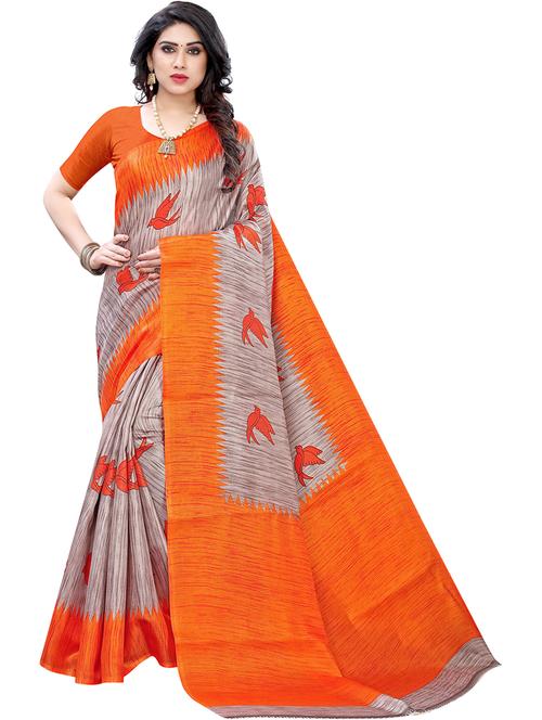art silk printed saree with blouse - 19568082 - Very Small Image - 1
