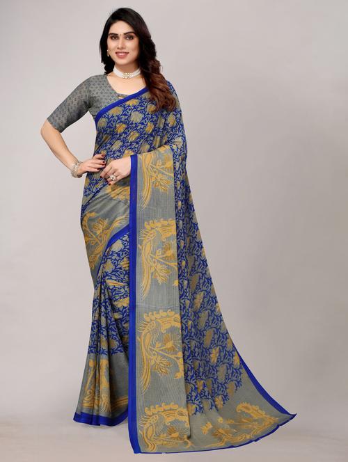 georgette woven saree with blouse - 19568089 - Very Small Image - 1